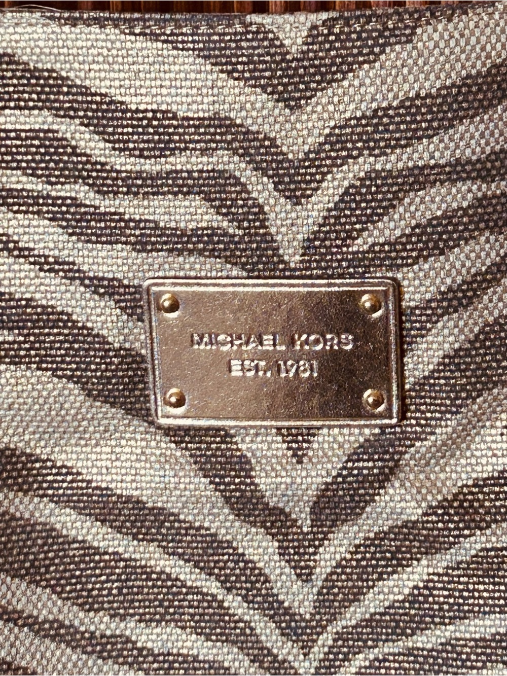 Michael Kors Zebra-Print Canvas Tote in Beige and Brown - Picture 2 of 7
